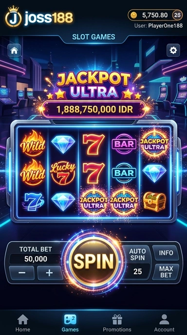 Tampilan utama aplikasi joss188 yang menunjukkan berbagai pilihan aplikasi.